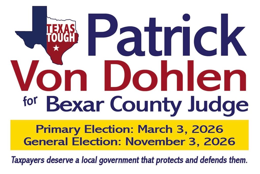 Patrick Von Dohlen for Bexar County Judge campaign logo