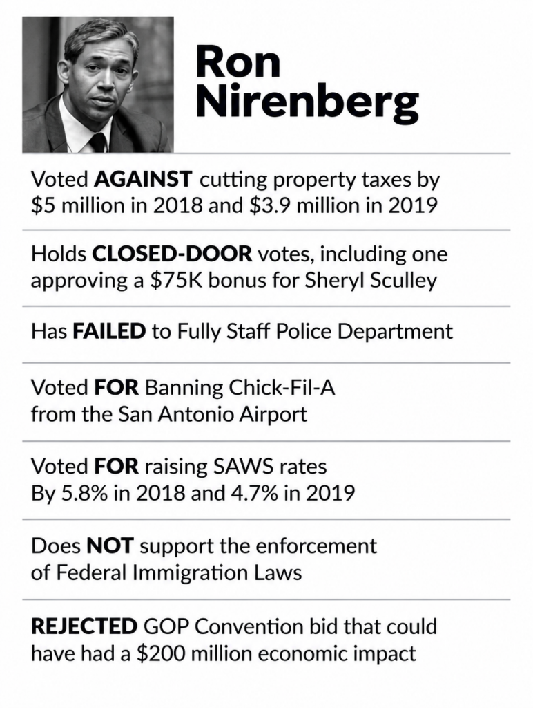 Ron Nirenberg campaign comparison graphic